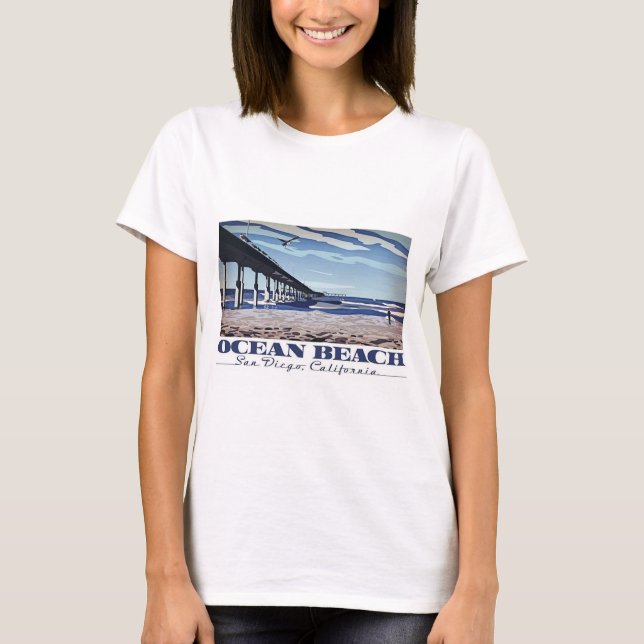 Ocean Beach, San Diego, Kalifornien T-Shirt (Vorderseite)