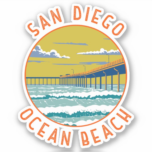 Ocean Beach San Diego Kunst, Dichtung und Musik Vi Aufkleber (Vorderseite)