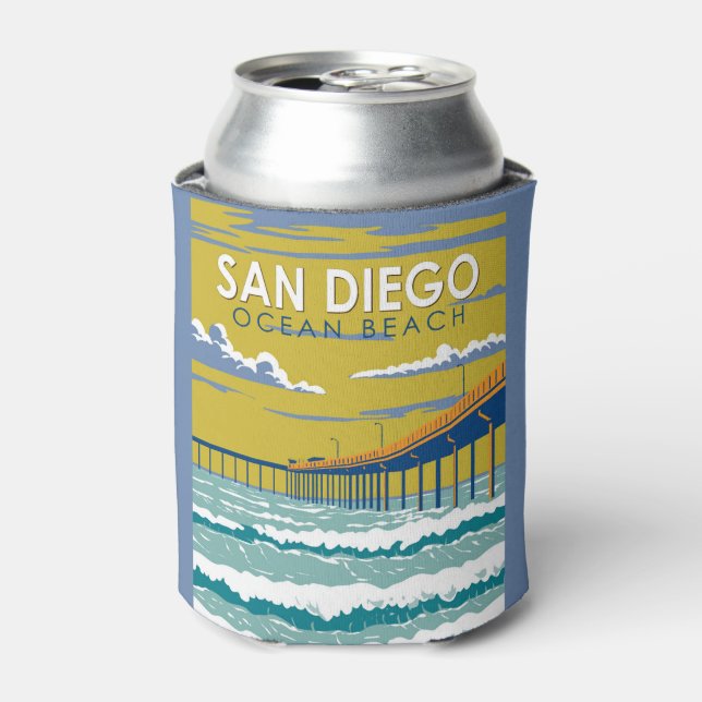 Ocean Beach San Diego Kunst, Dichtung und Musik Vi Dosenkühler (Kanne Vorderseite)
