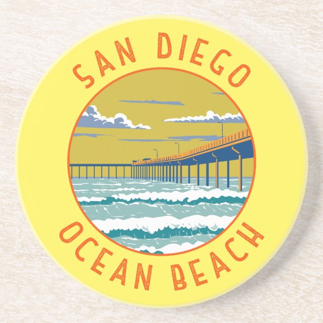 Ocean Beach San Diego Kunst, Dichtung und Musik Vi Getränkeuntersetzer (Vorne)