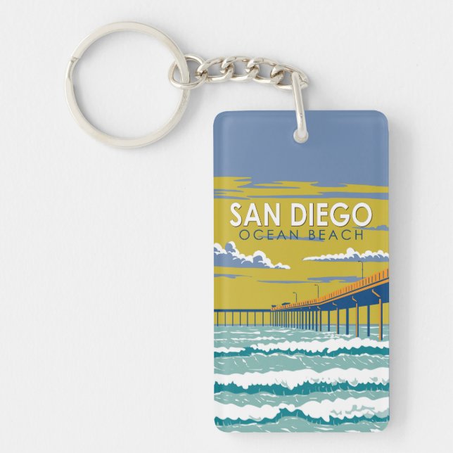 Ocean Beach San Diego Kunst, Dichtung und Musik Vi Schlüsselanhänger (Vorderseite)