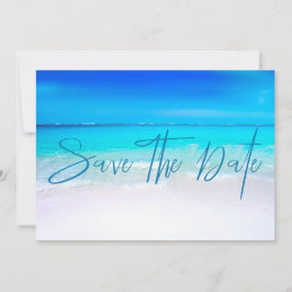 Ocean Beach Sand Destination Blue Modern Save The Date