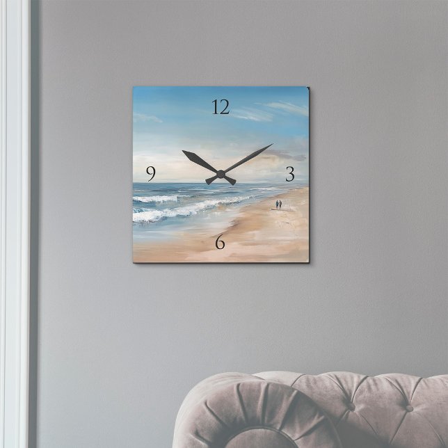 Ocean Beach Scene Malerei Quadratische Wanduhr (Von Creator hochgeladen)
