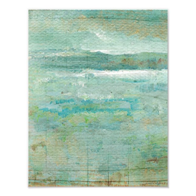 Ocean Beach Sea Aquamarines Wasserzeichnen Fotodruck (Vorne)