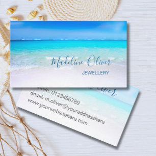 Ocean Beach Sea Jewelry Aqua Blue Stilvoll Visitenkarte