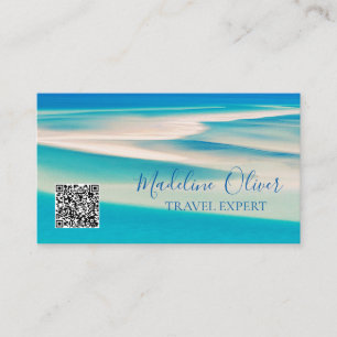 Ocean Beach Sea QR Reisen Aqua Blue Business Visitenkarte