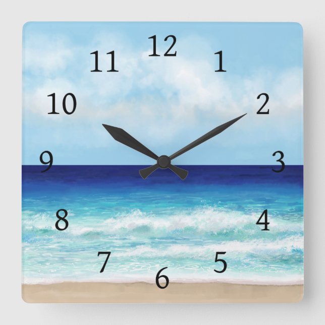 Ocean Beach Sea view 275 Quadratische Wanduhr (Vorderseite)
