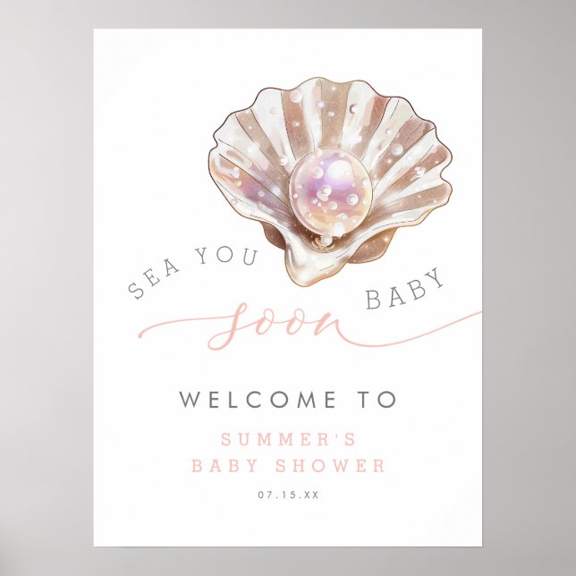 Ocean Beach Sea You Bientôt Baby shower Affiche de (Devant)
