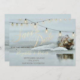 Ocean Beach Seashell String Light Save the Date