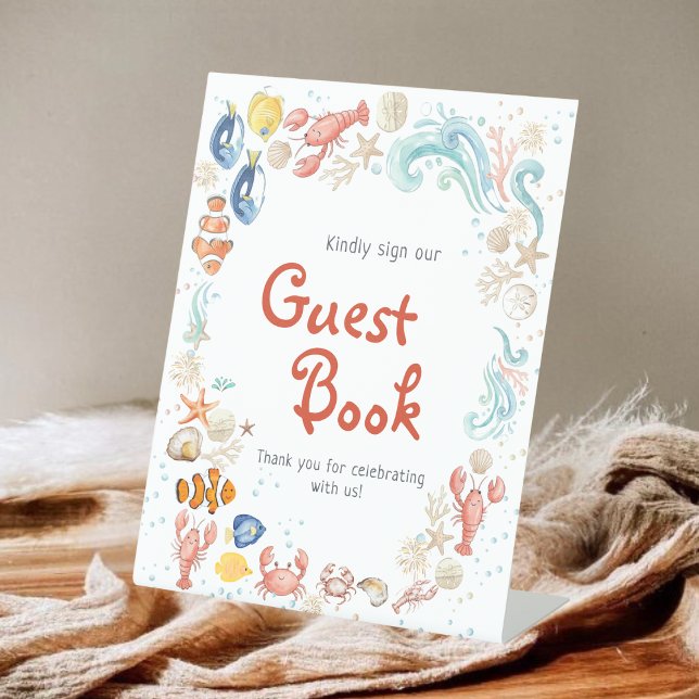 Ocean Beach She Is Catch Bridal Shower Guest Book Sockelschild (Von Creator hochgeladen)