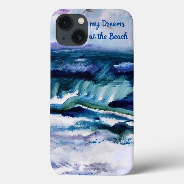Ocean Beach Shore Water Blue - Personalize w Name Case-Mate iPhone Hülle (Rückseite)