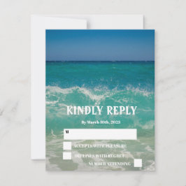 Ocean Beach Tropical Elegant Wedding RSVP Card Karte