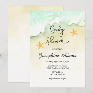 Ocean Beach Tropical Watercolor Babydusche Einladung