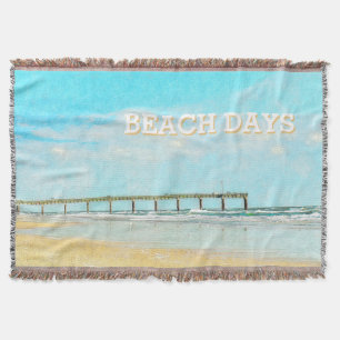 Ocean Beach und Fishing Pier Wasserfarbe Decke