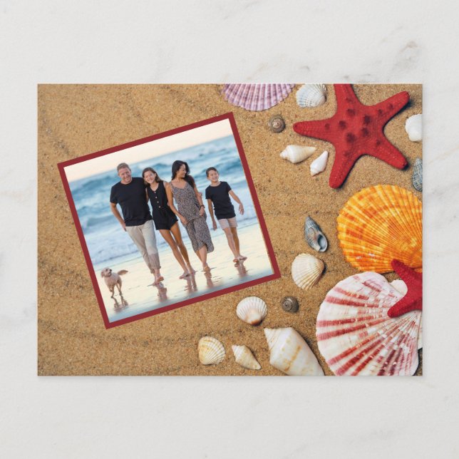 Ocean Beach Vacation Starfish Seashells Foto Postkarte (Vorderseite)