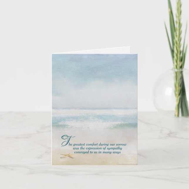 Ocean Beach Watercolor Beileid Vielen Dank Karte (Vorderseite)