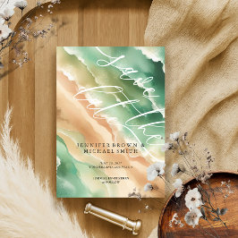 Ocean Beach Watercolor Eleganter Sommer Save The Date