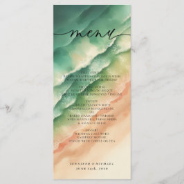 Ocean Beach Watercolor Elegantes Calligraph Menükarte
