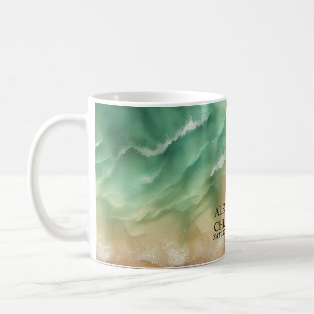 Ocean Beach Watercolor Sommersand Hochzeit Kaffeetasse (Links)