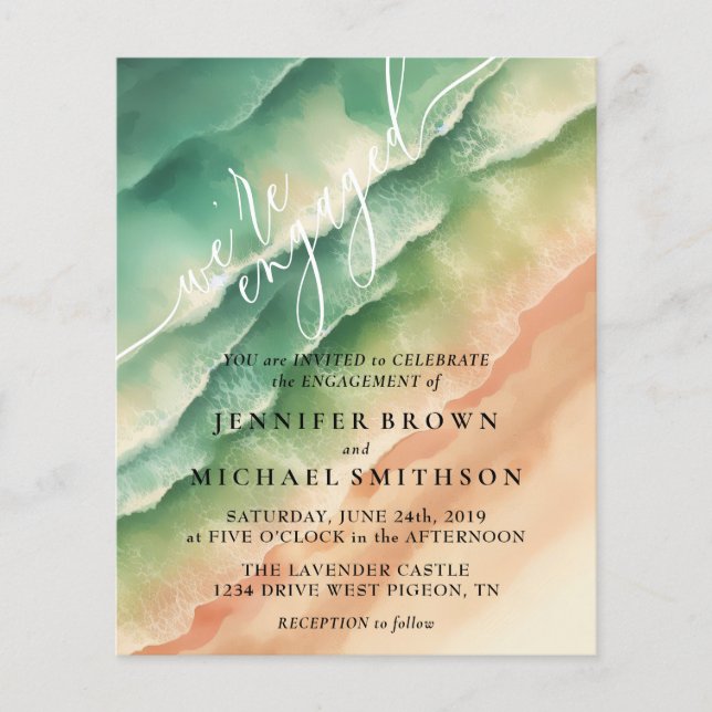 Ocean Beach Watercolor Summer Sun Set Flyer (Vorne)