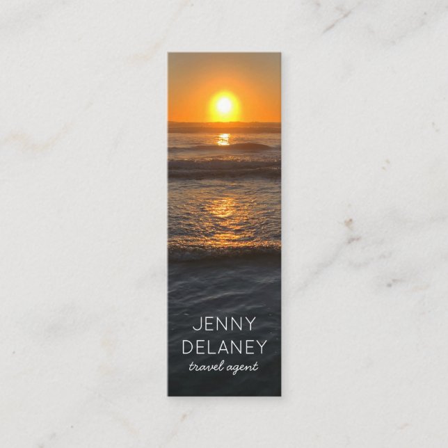 Ocean Beach Waves Sunset Nature Foto Travel Mini Visitenkarte (Vorderseite)