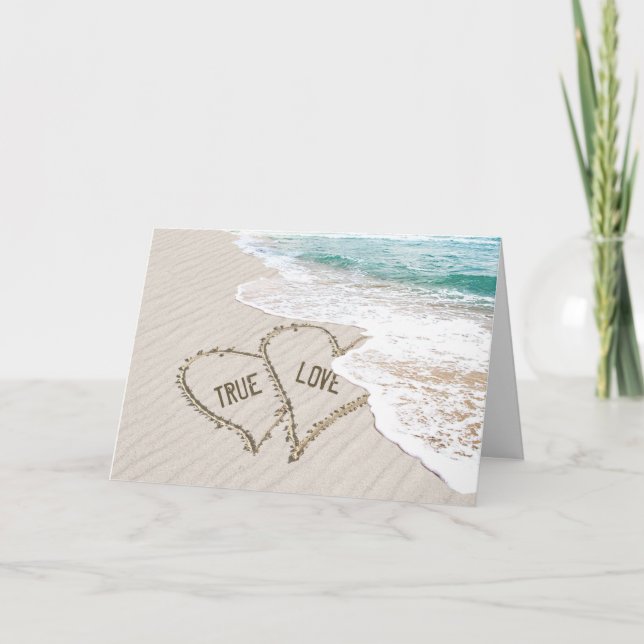 Ocean Beach Wedding Hearts Karte (Vorderseite)