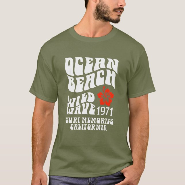Ocean Beach Wild Wave 1971 Tee – Retro Surf Style (Vorderseite)