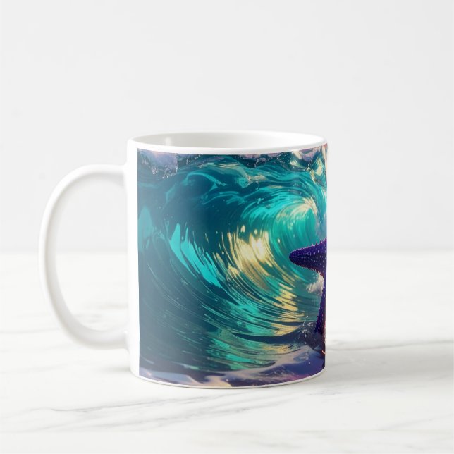 Ocean Beach With Violet Starfish Kaffeetasse (Links)