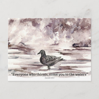 Ocean Bird Scripture Isaiah 55 1 Prayer Card  Postkarte