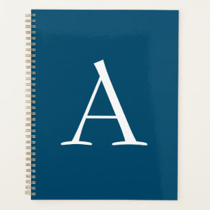 Océan Bleu Plaine Élégant Monogramme moderne Initi