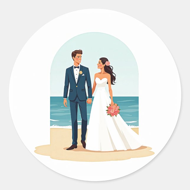 Ocean Bliss Wedding Stickers (Vorderseite)