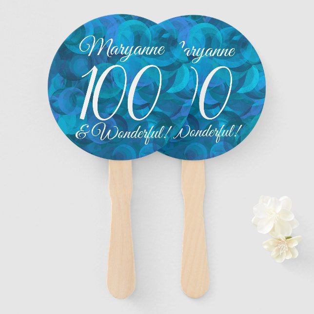 Ocean Blue 100 und Wonderful Birthday Party Fächer (Vorne und Hinten)