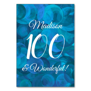Ocean Blue 100 und Wonderful Birthday Party Tischnummer