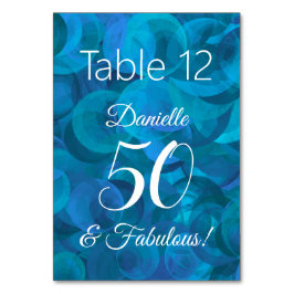 Ocean Blue 50 und fabelhafter Geburtsname Tischnummer