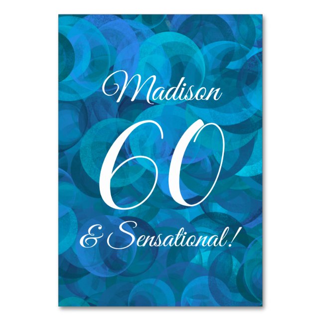 Ocean Blue 60 & Sensational Birthday Party Tischnummer (Vorderseite)