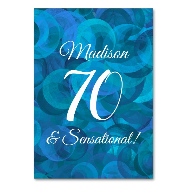 Ocean Blue 70 & Sensational Birthday Party Tischnummer (Vorderseite)