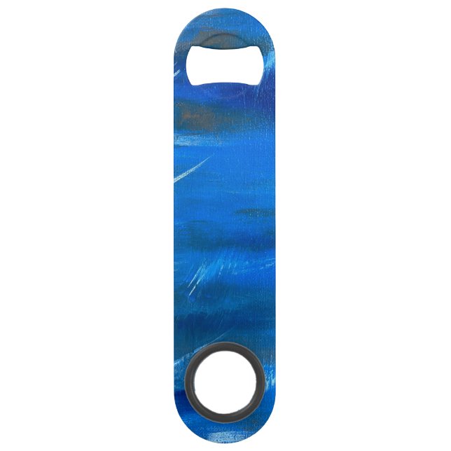 Ocean Blue Abstrakt Stainless Steel Flaschenöffner (Vorderseite)