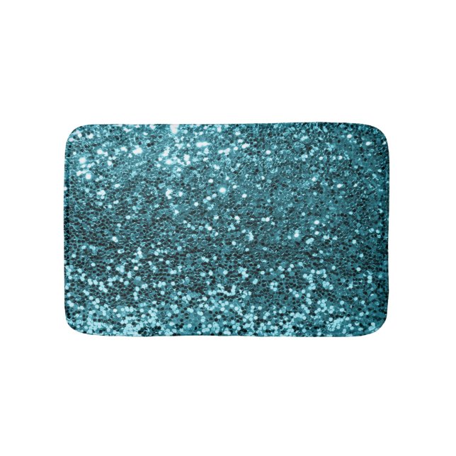 Ocean Blue Aqua Aquamariner Glitzer Sequin Türkis Badematte (Vorderseite)