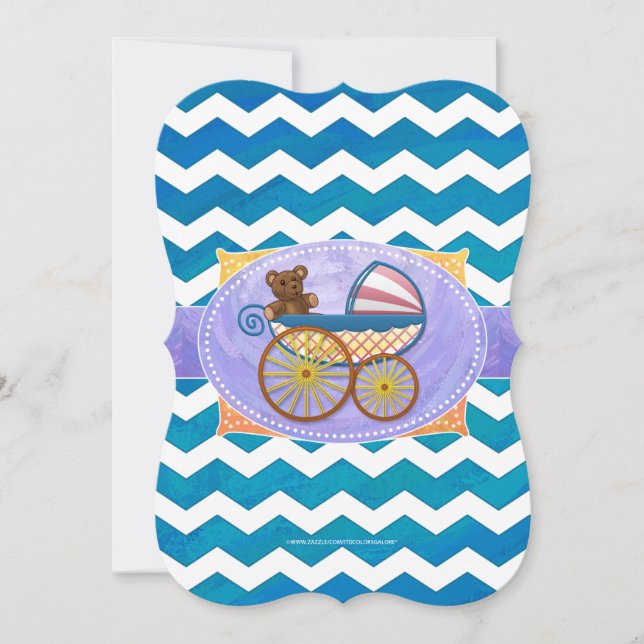 Ocean Blue Baby Shower Scallop Einladung (Vorderseite)