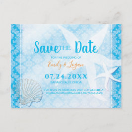 Ocean Blue Beach Hochzeit Save the Date Postkarte