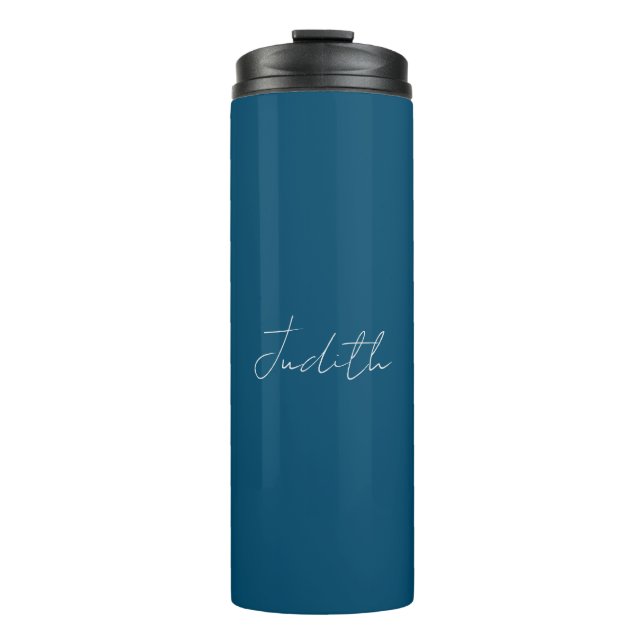 Ocean Blue Beruflich Calligraphy Name Thermosbecher (Vorderseite)