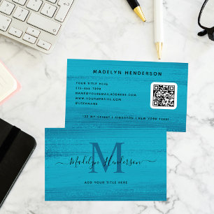 Ocean Blue Brush Schlaganke Moderner Brush QR Code Visitenkarte