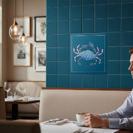 Ocean Blue Crab Marine Life Artistic Tile Fliese