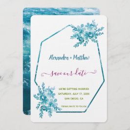 Ocean Blue Floral Save the Date