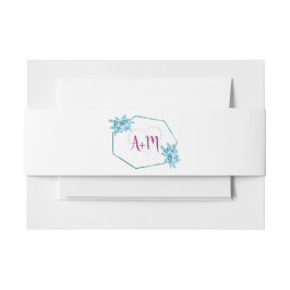 Ocean Blue Floral Wedding Einladung Bauchband Einladungsbanderole