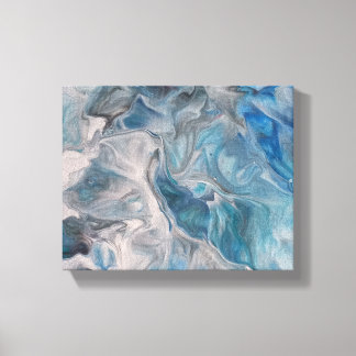 Ocean Blue, Fluid Art Abstrakt Canvas Print Leinwanddruck
