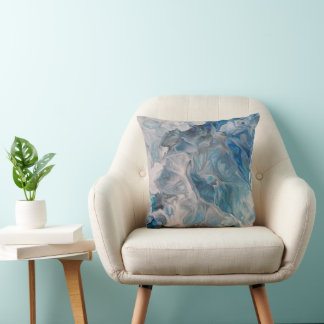 Ocean Blue, Fluid Art Abstrakt Throw Kissen