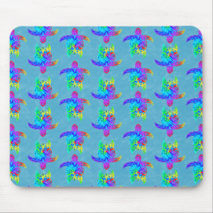 Ocean Blue Gefärbte Krawatte Island Tribal Turtles Mousepad