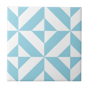 Ocean Blue Geometric Deko Cube Pattern Fliese