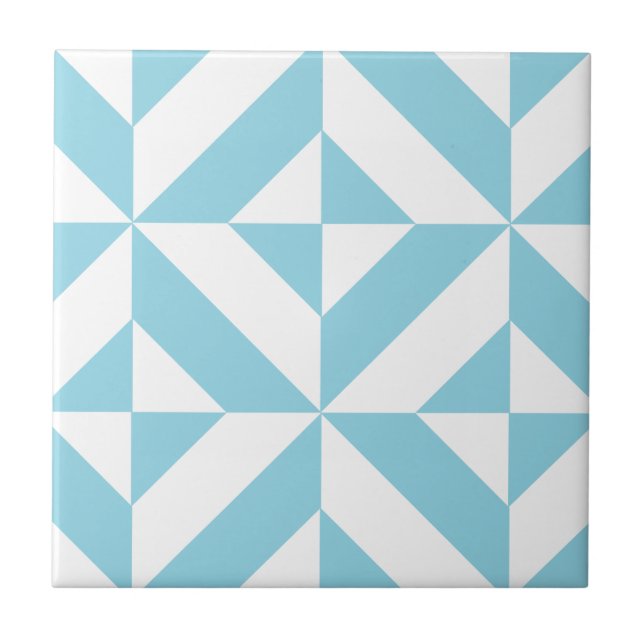 Ocean Blue Geometric Deko Cube Pattern Fliese (Vorderseite)